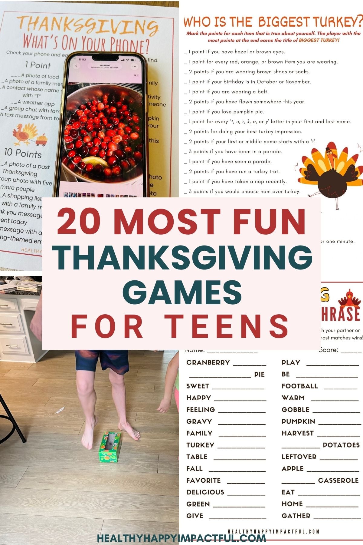 Thanksgiving day party games for teens