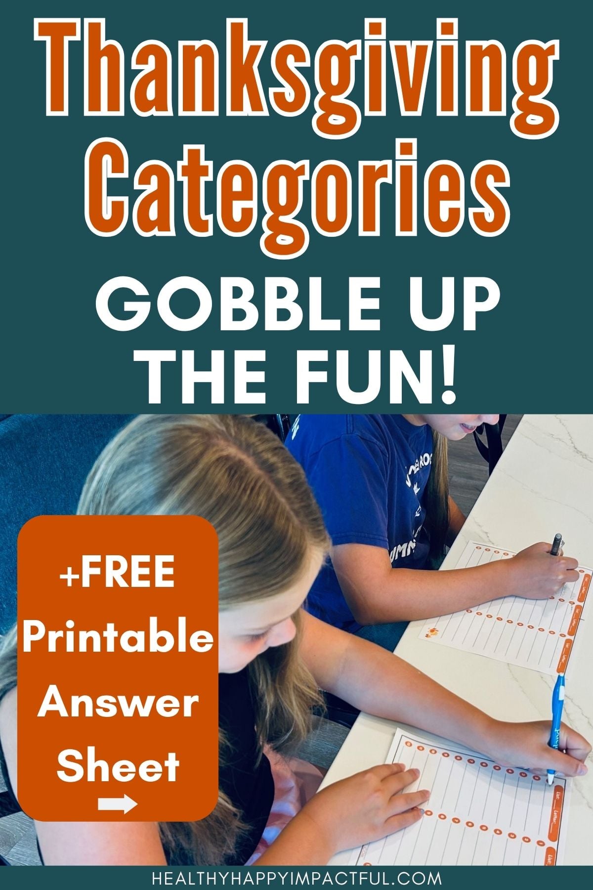 Thanksgiving Scattergories game