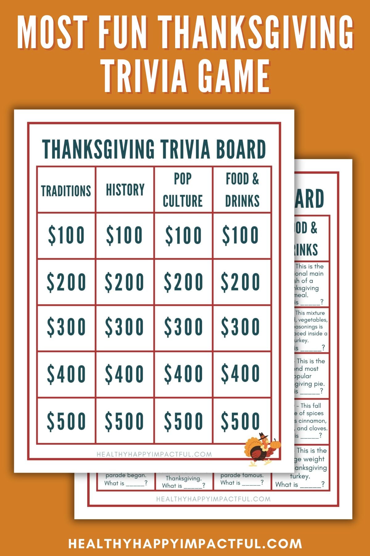 Thanksgiving jeopardy game diy