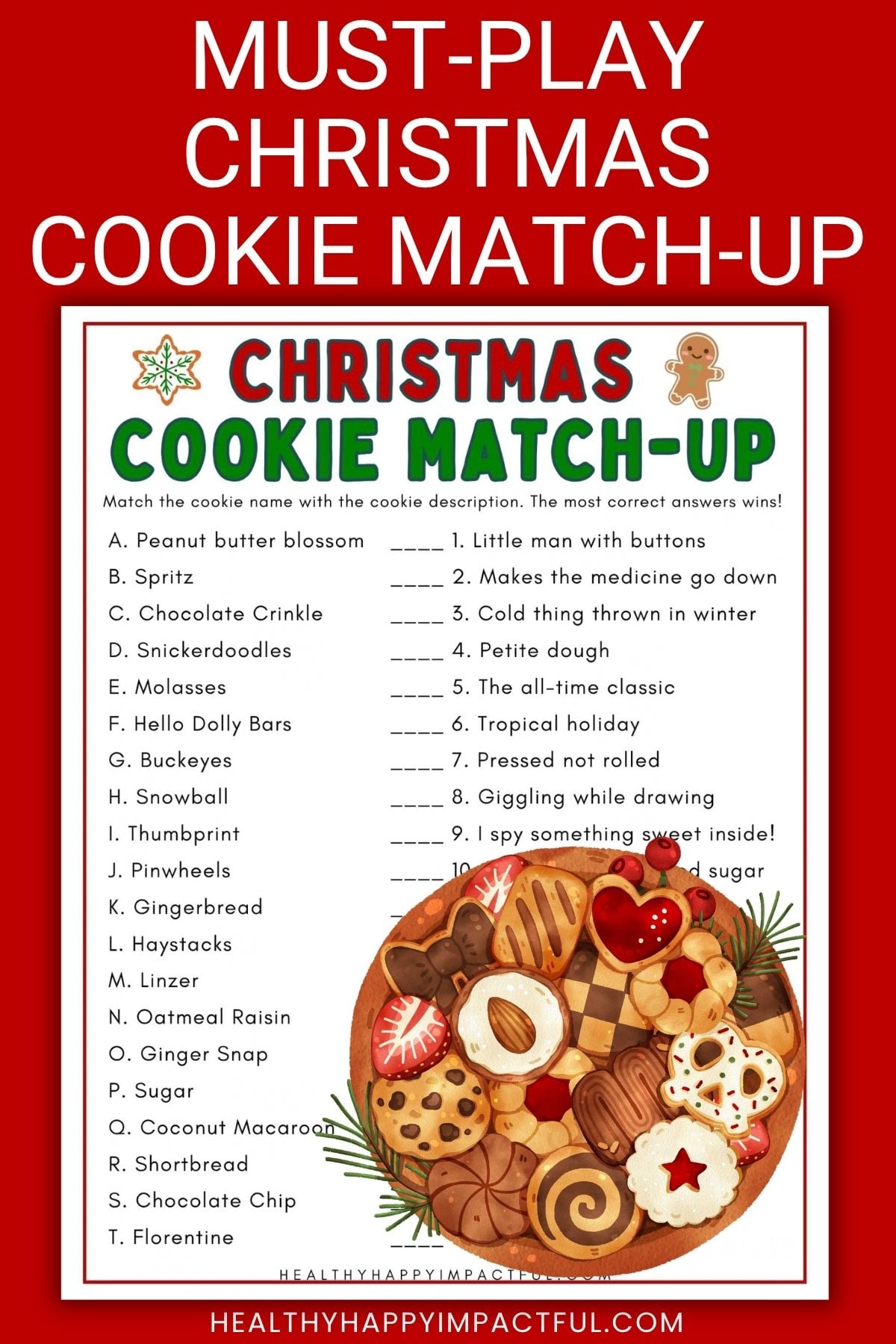 name that cookie match-up game for Christmas
