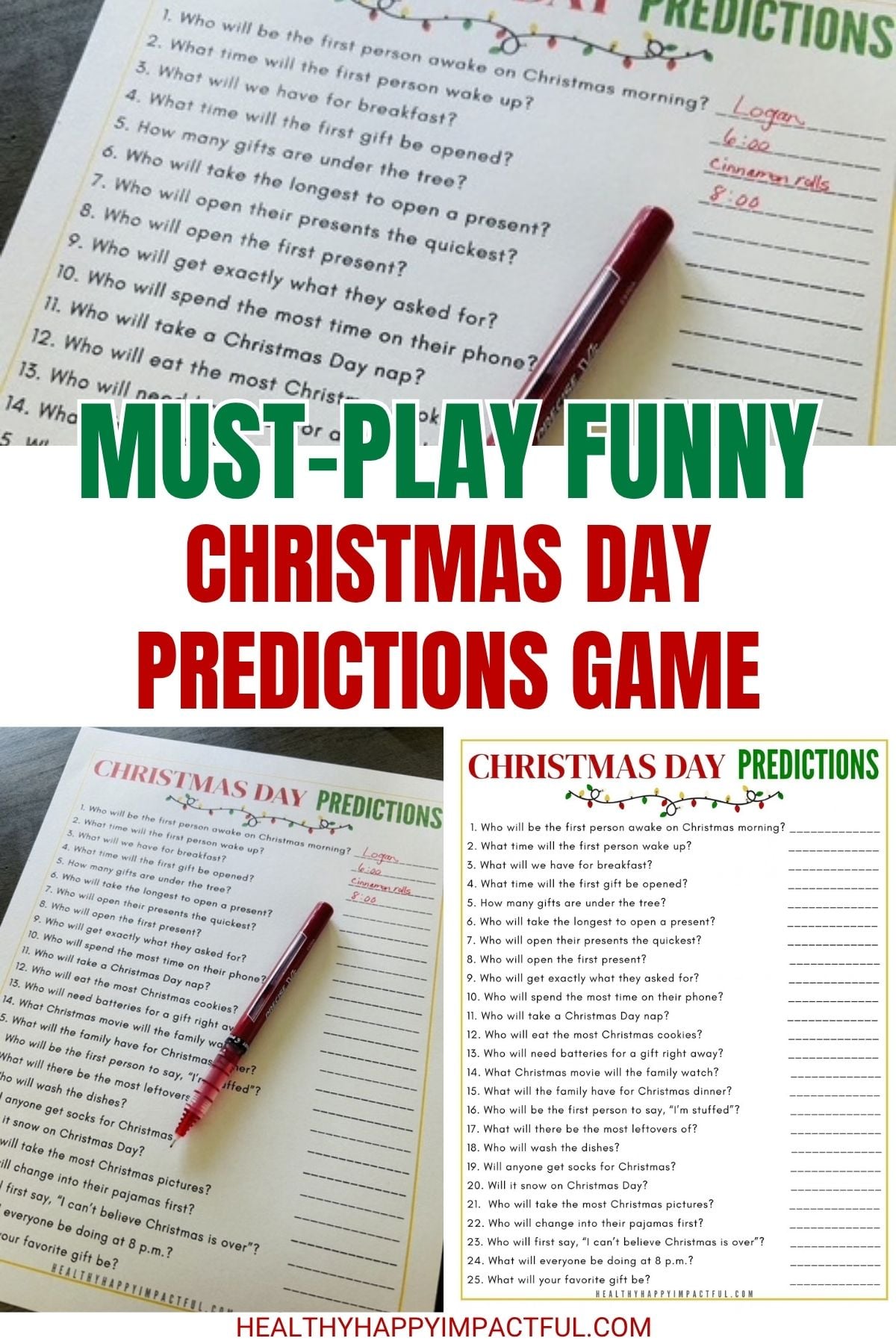 Christmas predictions game
