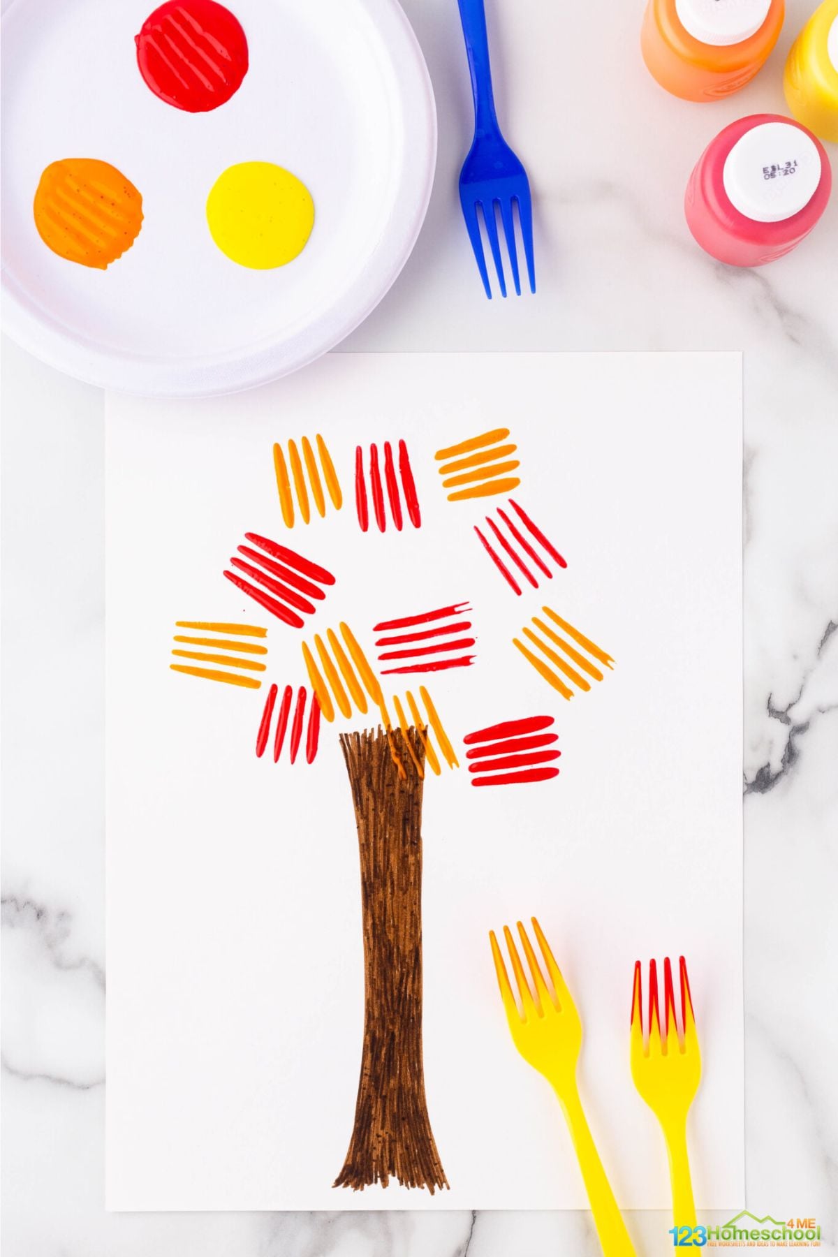 fall fork tree craft for preschoolers