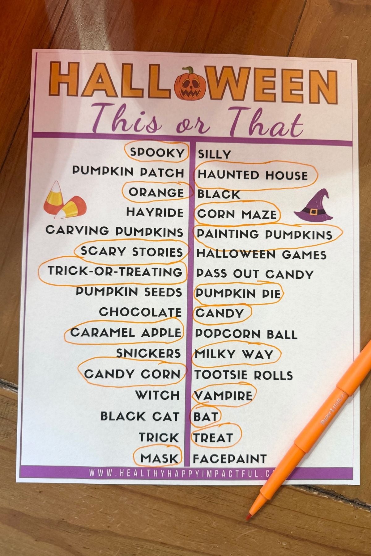 Halloween this or that game, great Halloween games for seniors