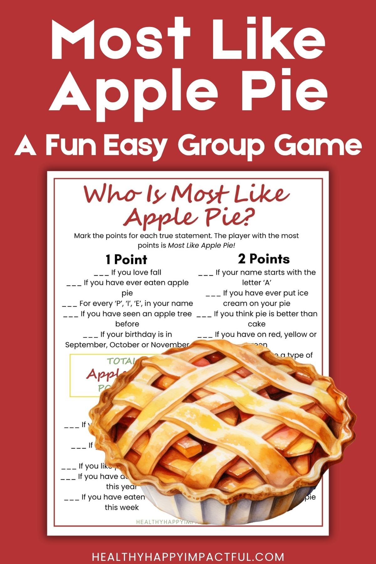 most like apple pie game printable