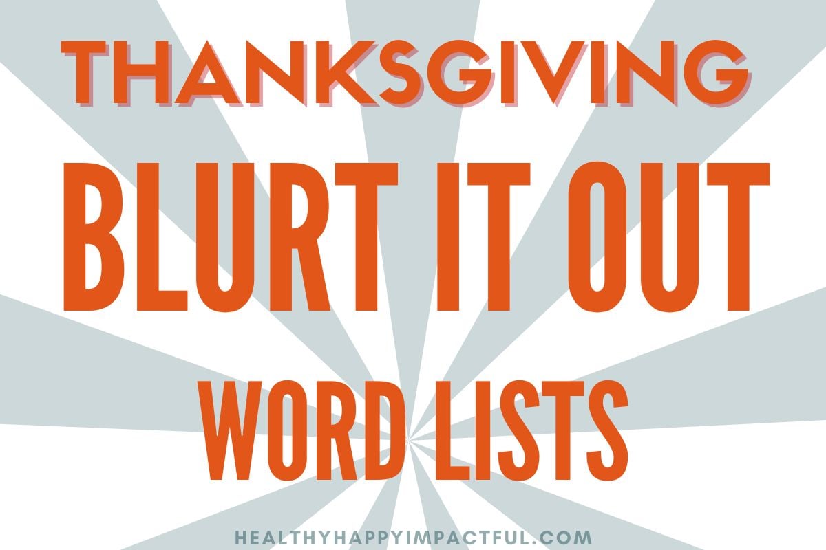 Thanksgiving Outburst word lists