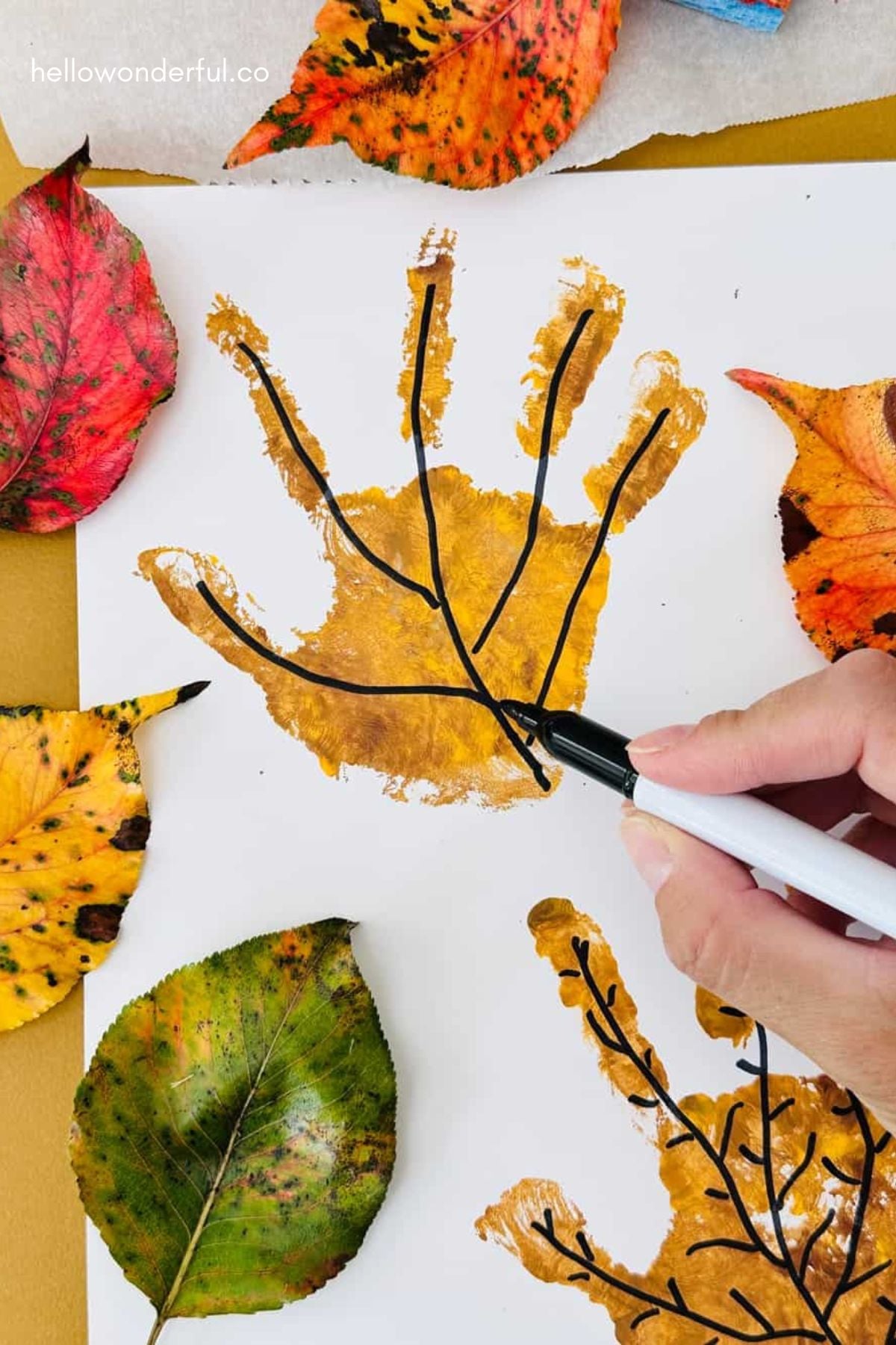 leaf handprint craft for preschoolers