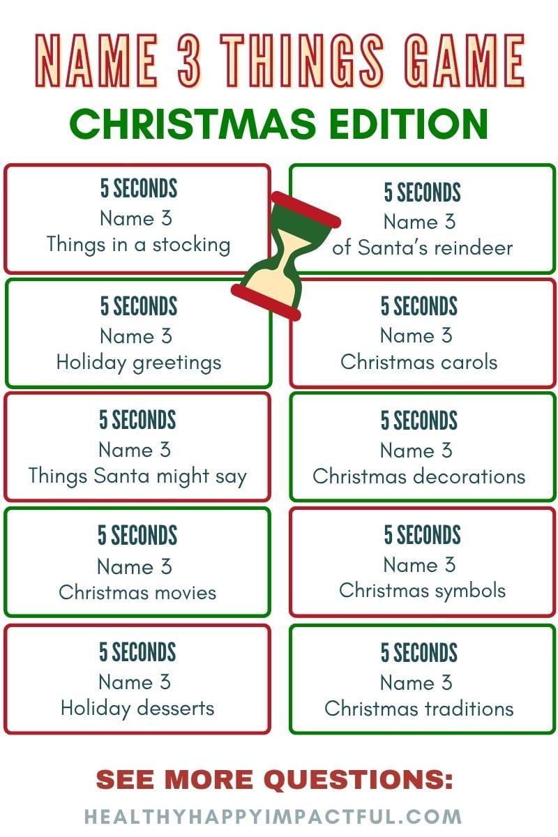 5 second rule game Christmas edition, name 3 things