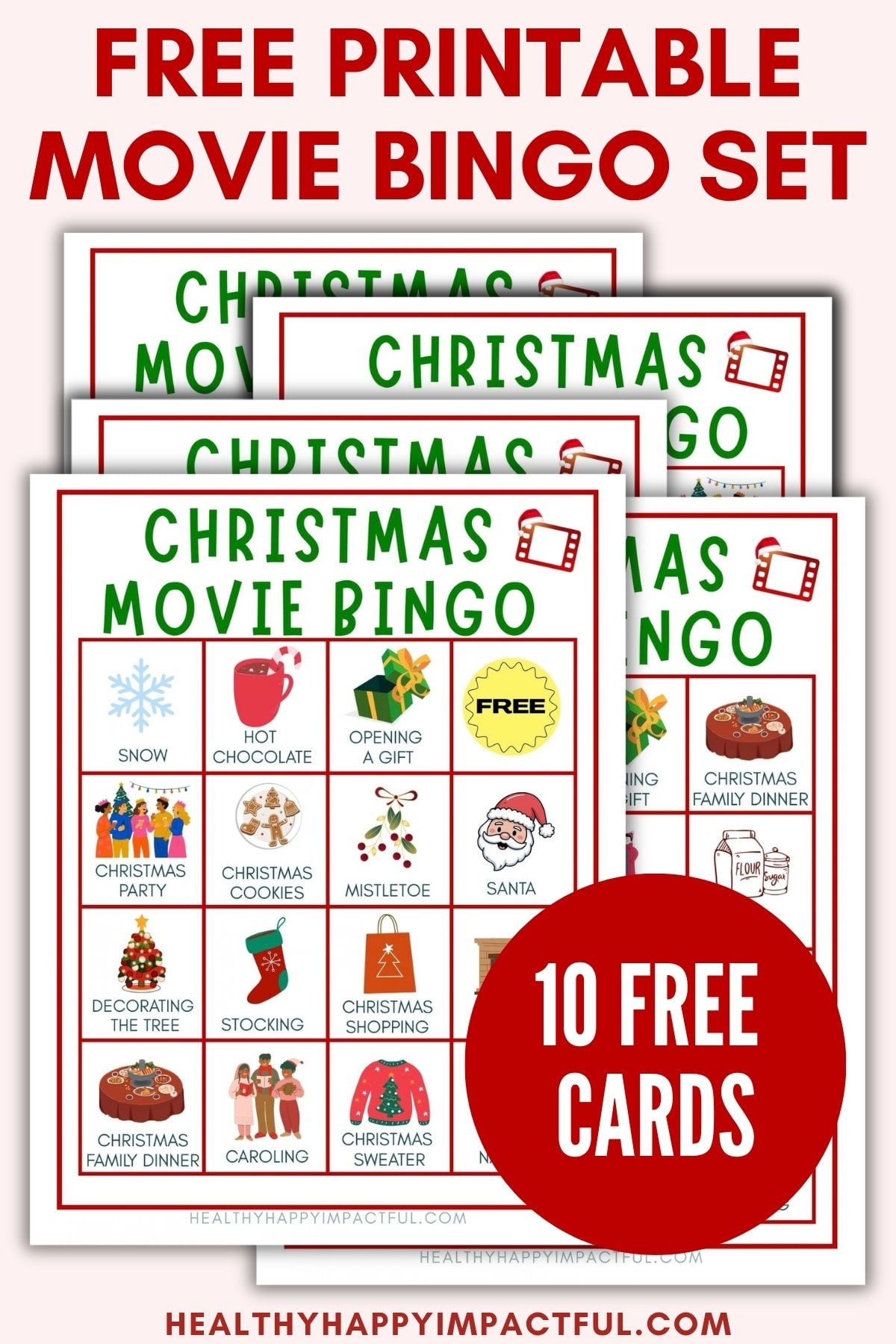 Christmas movie bingo game cards for kids