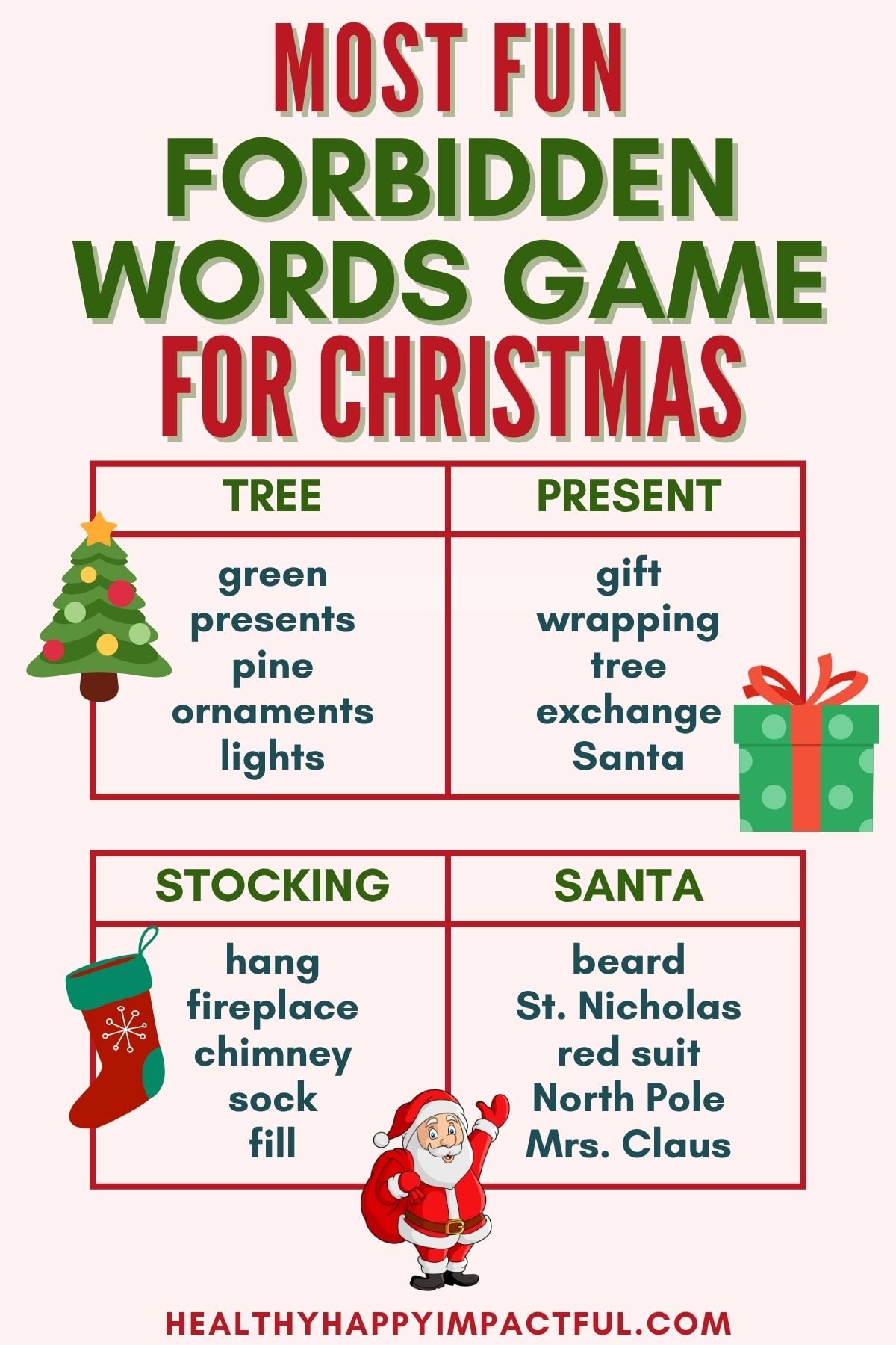 Christmas taboo game; cards;Santa