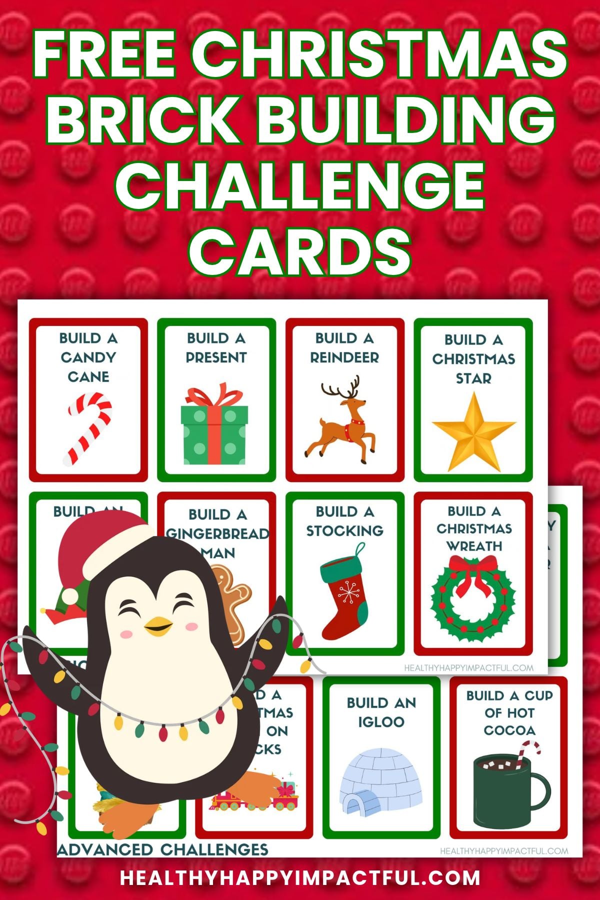 free printable lego challenge cards pdf for Christmas party games