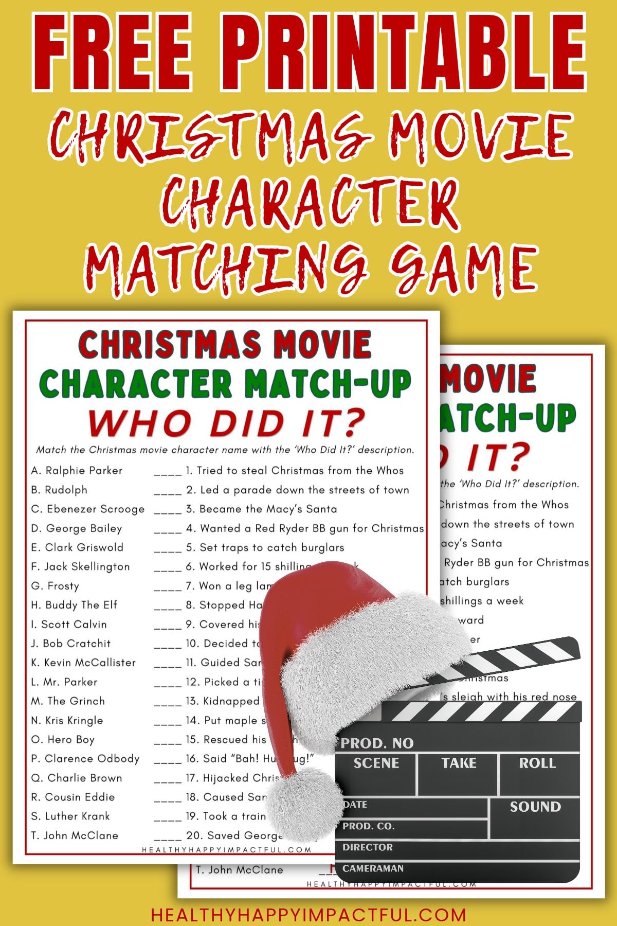 Christmas movie character match up quiz