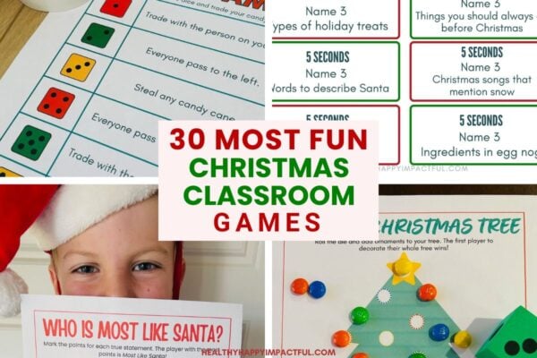 Christmas classroom party games and activities for kids; 1st; 2nd; 3rd; 4th; 5th; teens