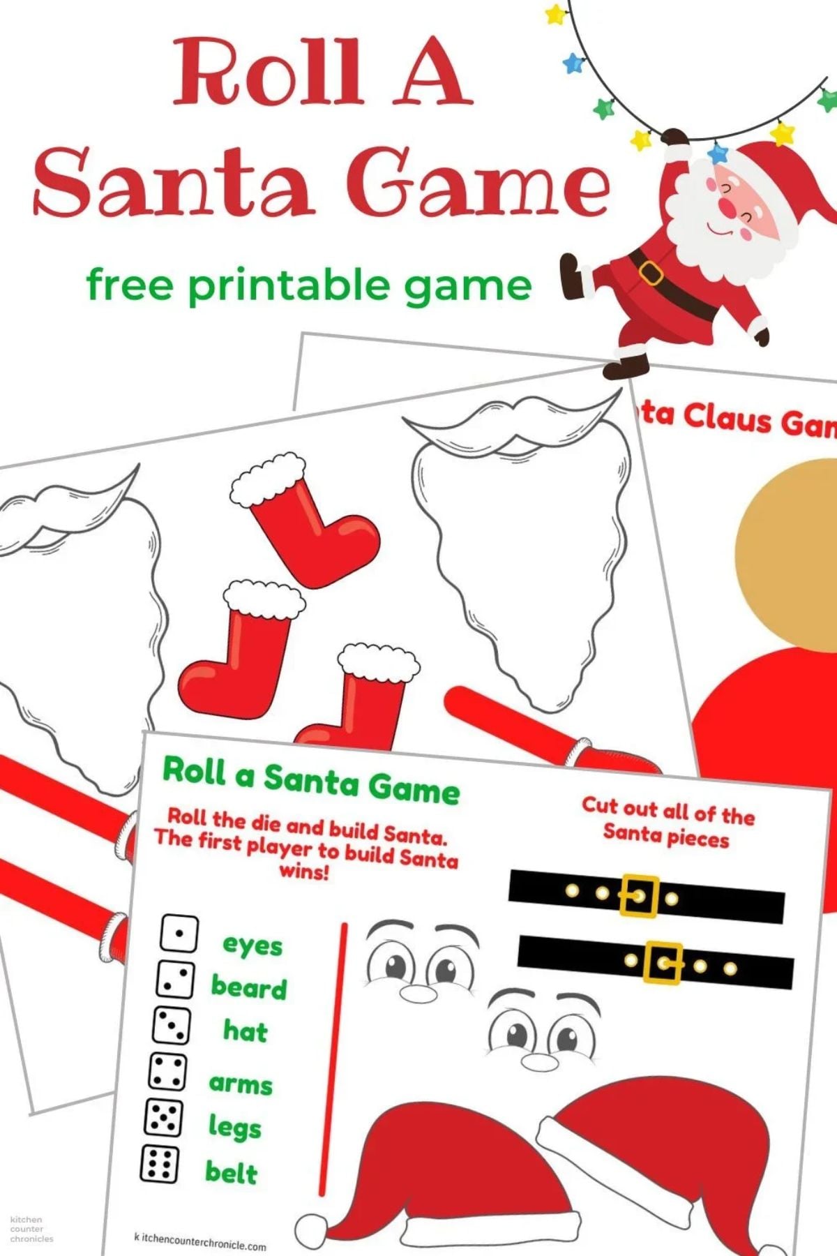 roll a santa Christmas games with dice for kids free printable