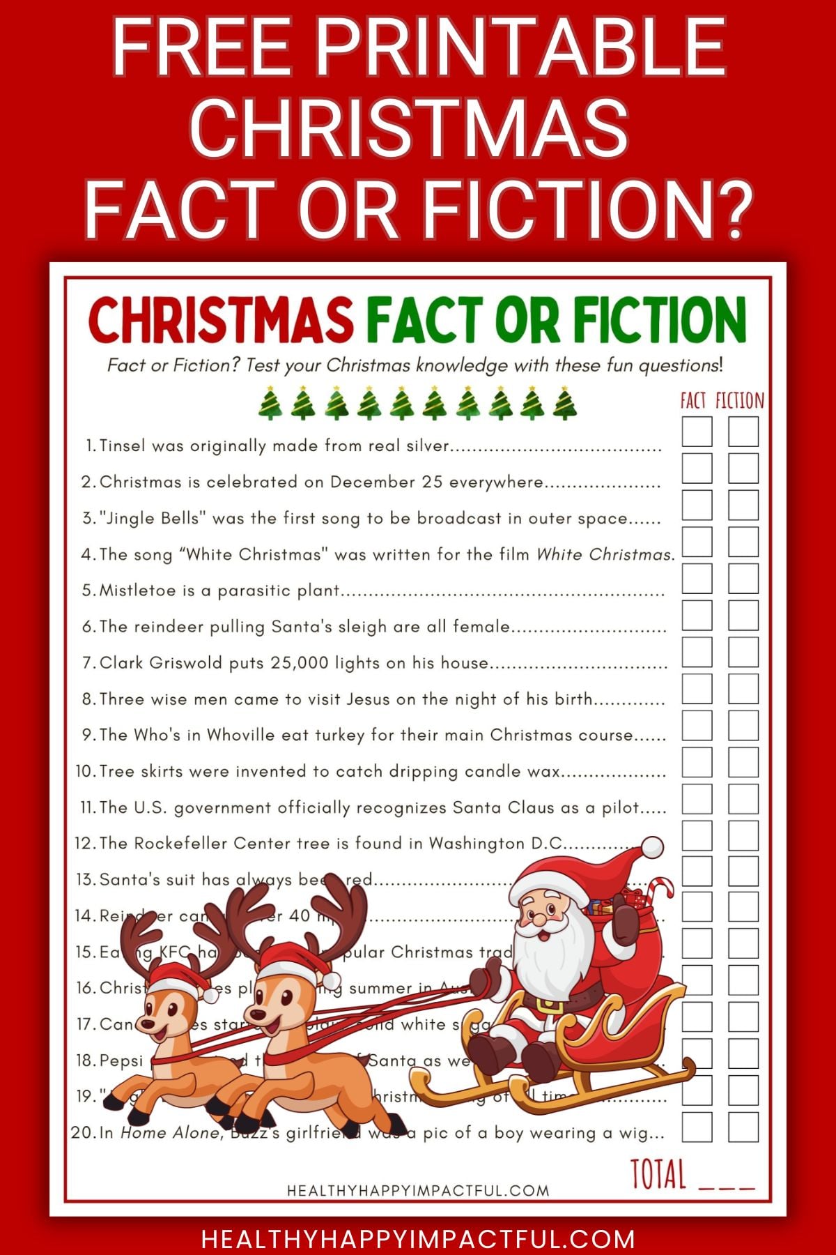 Christmas fact or fiction game free printable; fable