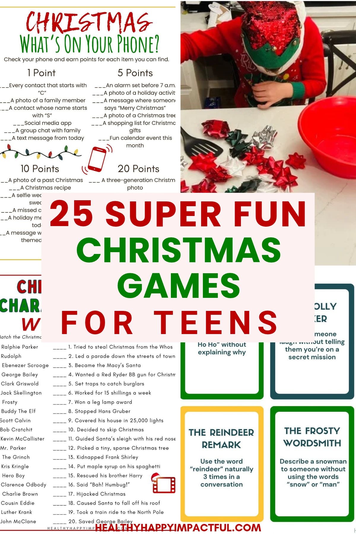 fun Christmas party games and ideas for teens; themed; families