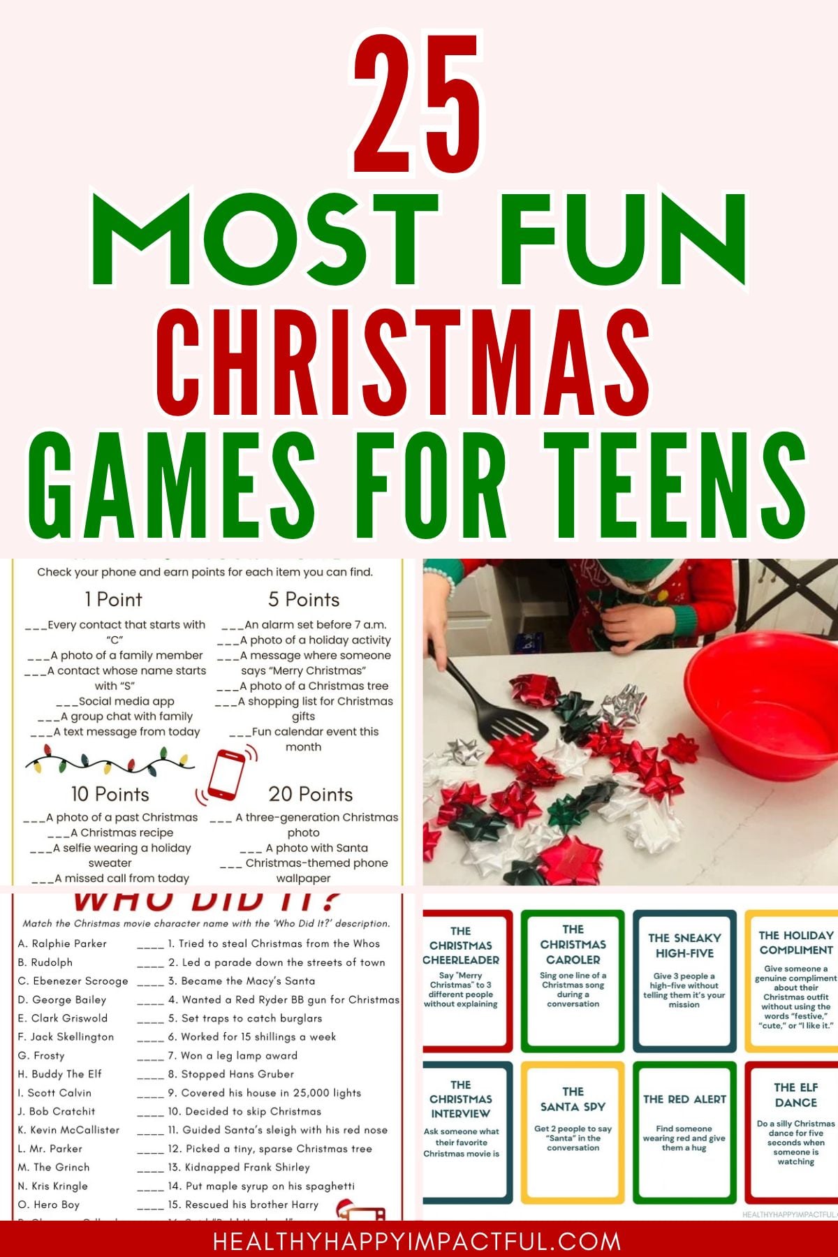 Christmas games for teens; minute to win it; group; teenagers; preteens