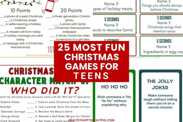Christmas party games for teens; fun; free printable