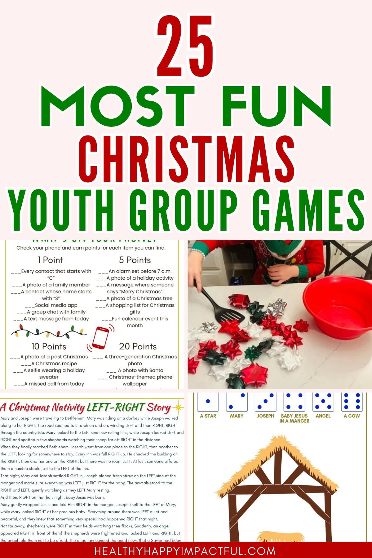 fun Christmas youth group games for middle school; high school; teens; free printable