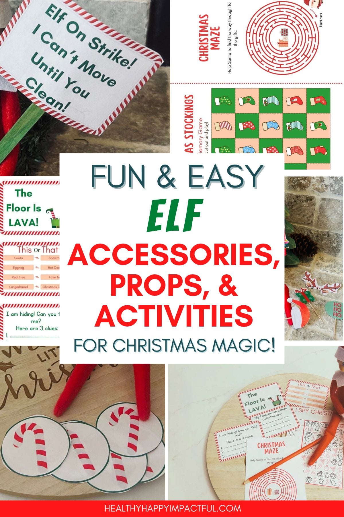 diy elf on the shelf printable activity props for christmas fun; easy