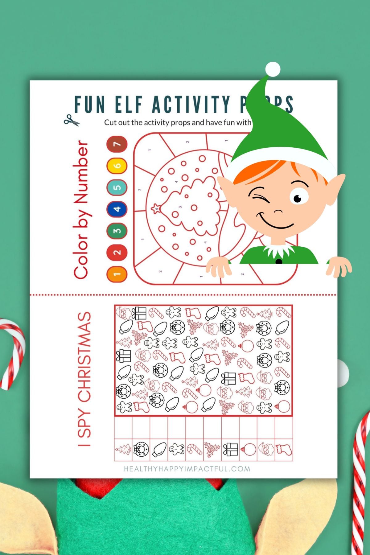christmas elf activities and printables, I spy, maze worksheet