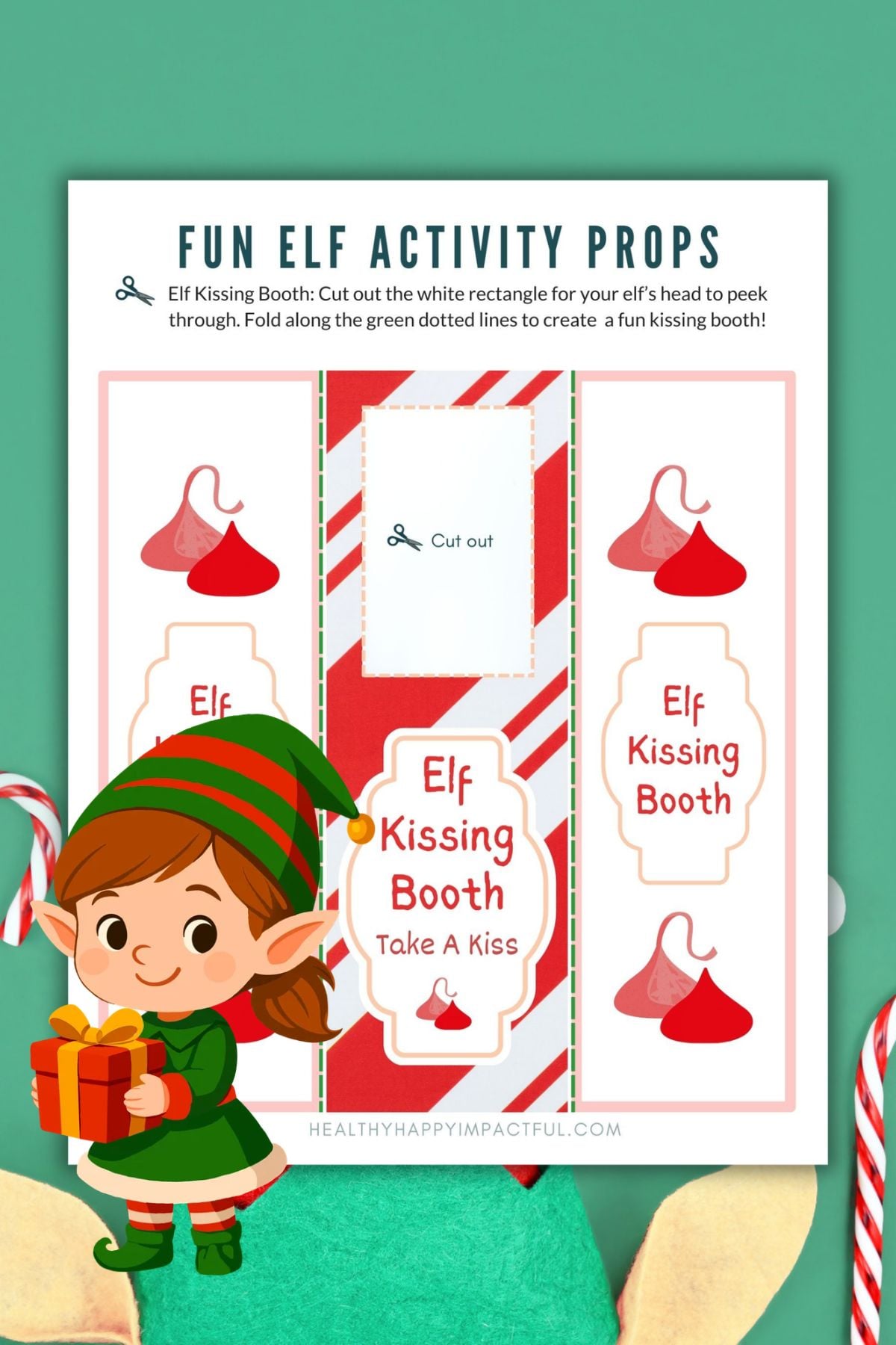 elf kissing booth printable props; diy