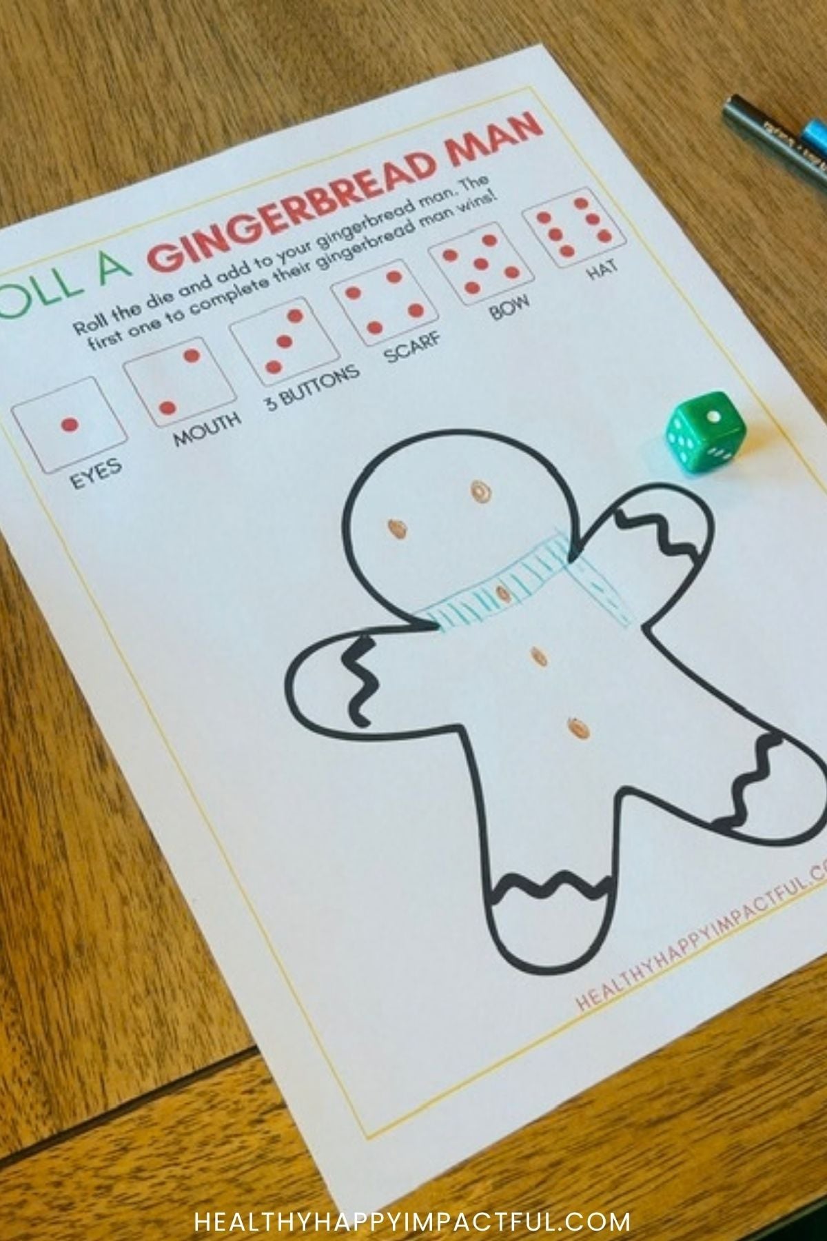 roll a gingerbread man dice game