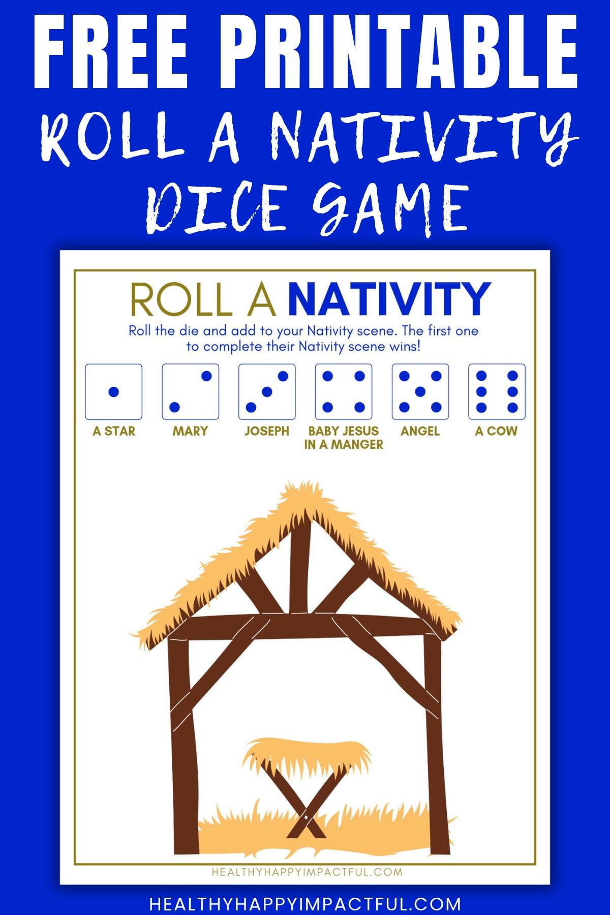 roll a nativity scene and draw dice game free printable for kids; Christmas