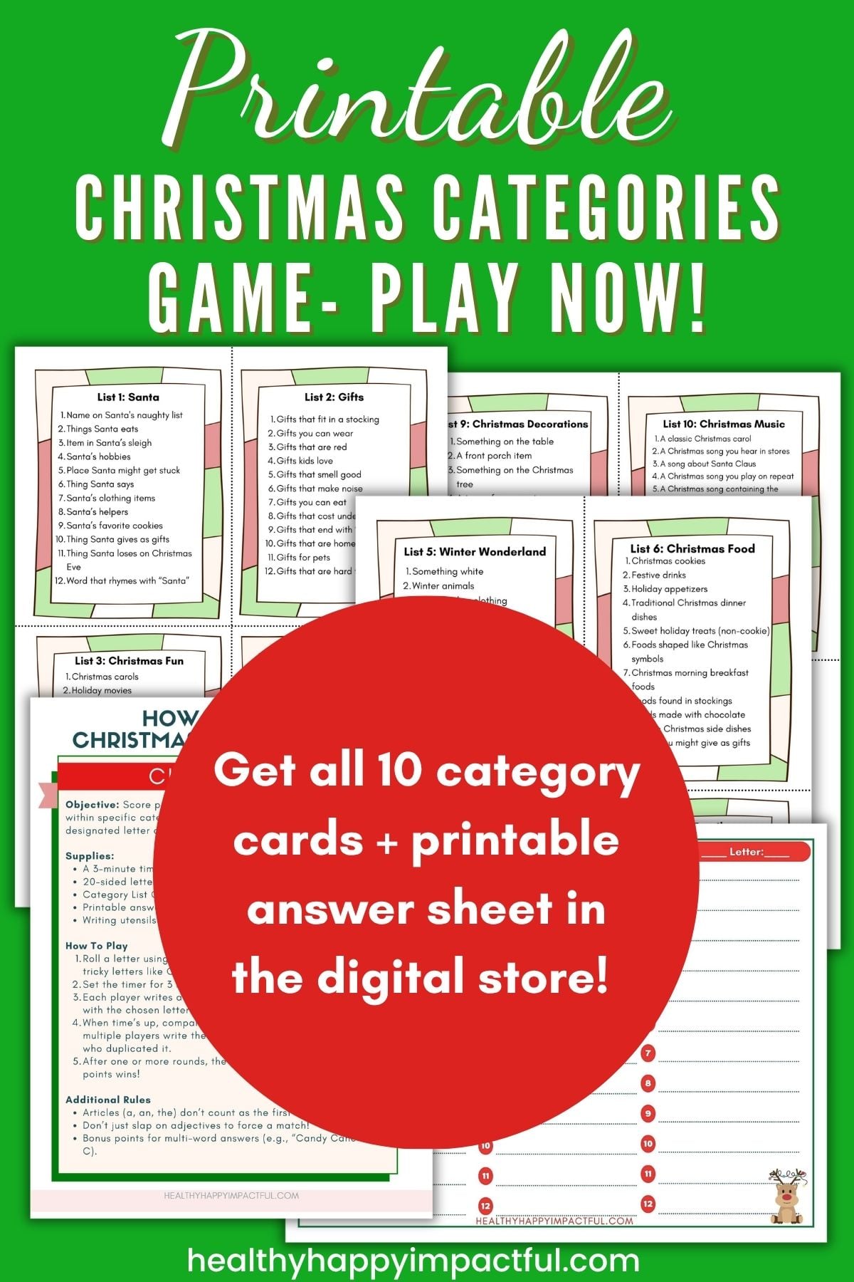 christmas scattergories cards game